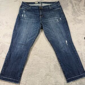 KUT from the Kloth Reese Ankle Straight Leg Jeans Women's 16 Blue Denim